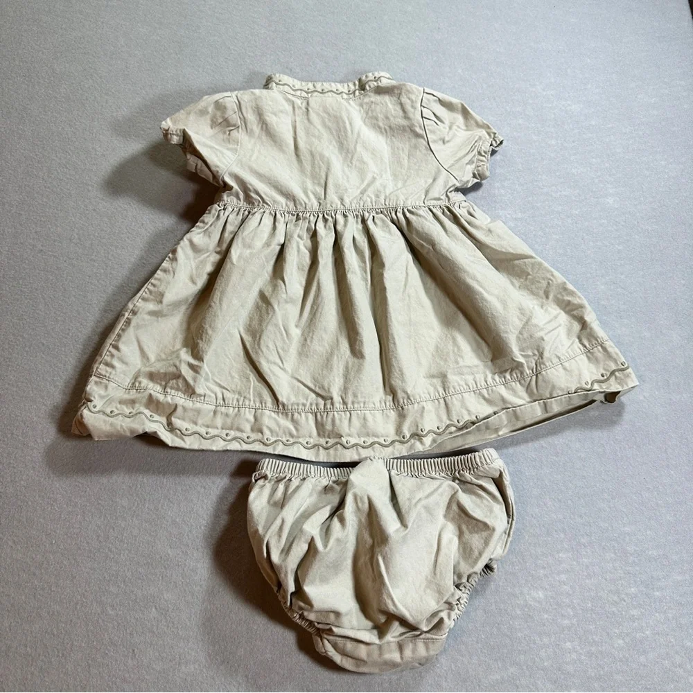 Vintage‎ Disney Winnie the Pooh Baby Dress Bloomer Set 12 Months Khaki Safari